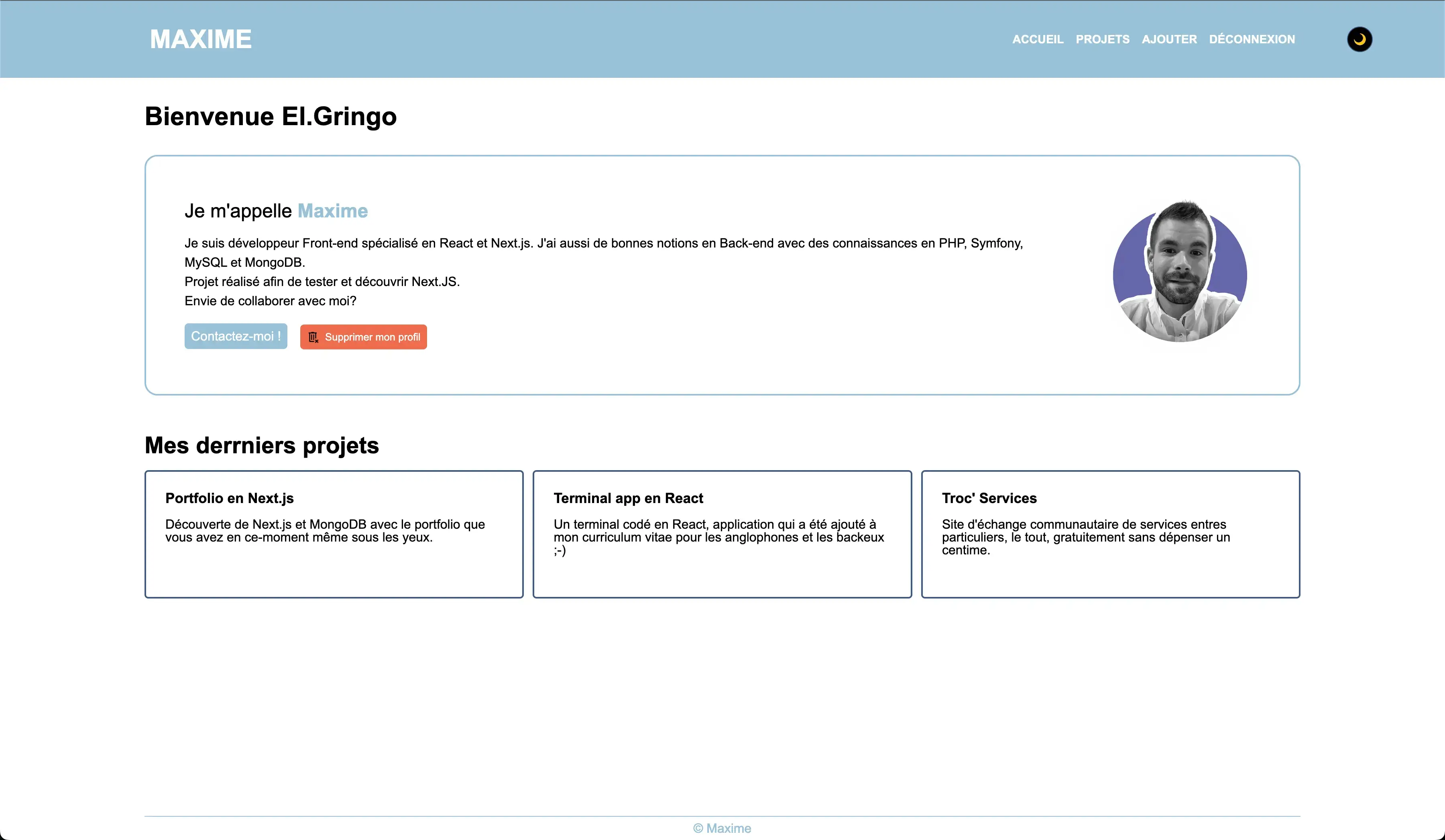 Picture of portfolio Next.js home page